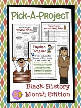 Preview of Black History Month Pick A Project Choice Menus, Writing Activities, Rubric