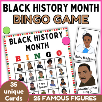 Preview of Black History Month 25 Famous Figures Bingo Game (35 Unique Boards)
