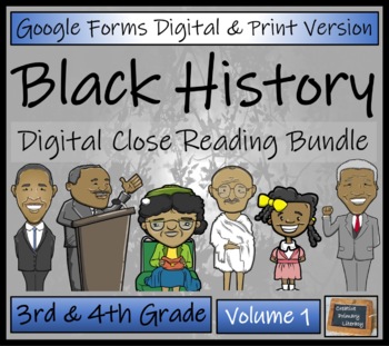 Preview of Black History Volume 1 Close Reading Bundle Digital & Print | 3rd & 4th Grade