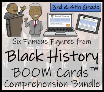 Preview of Black History Month BOOM Cards™ Comprehension Activity Bundle 3rd & 4th Grade