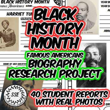 Preview of Black History Month Research Project: 40 African-Americans Writing Activity