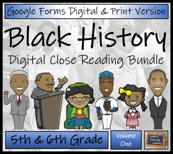 Preview of Black History Month Close Reading Bundle Digital & Print | 5th & 6th Grade