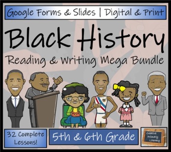 Preview of Black History Month Biography & Reading Bundle Digital & Print | 5th & 6th Grade