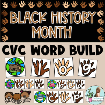 Preview of Black History Month 96 CVC Words! Build and Match Activity