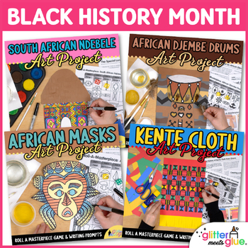 Preview of Black History Month Art Activities: 4 Cultural Arts Projects & Self-Assessments