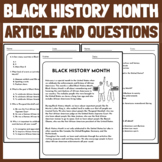 Black History Month Activities | Article And Reading Compr