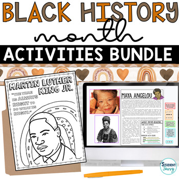 Preview of Black History Month Activities BUNDLE Reading Pages Bulletin Board Coloring