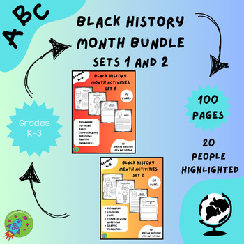 Preview of Black History Month Activities BUNDLE - Sets 1&2- Bio/Questions/Coloring Pages