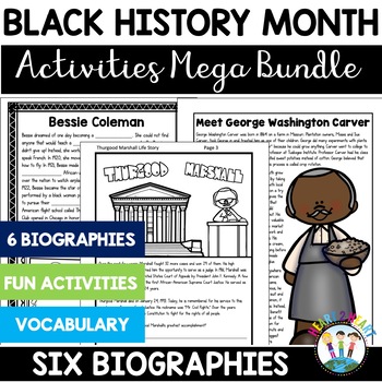 Preview of Black History Month Activities Bundle #1 Reading Passages Worksheets | 6 Units