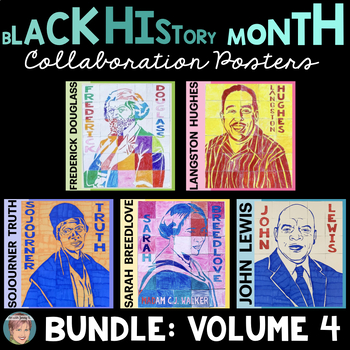 Preview of Black History Month Activities: Collaboration Posters BUNDLE Set 4