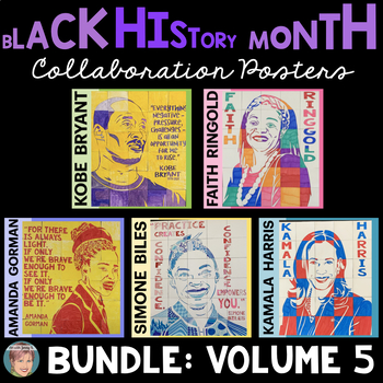 Preview of Black History Month Activities: Collaborative Posters BUNDLE Set 5
