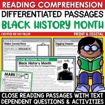 Preview of Black History Month Activities Reading Comprehension Passages and Questions
