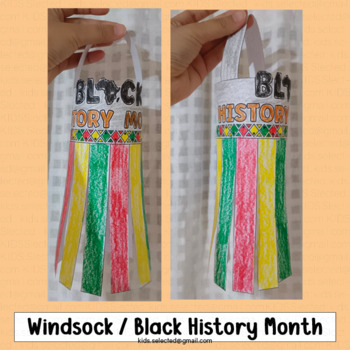 Preview of Black History Month Activities Kindergarten Windsock Craft  Coloring Project Art