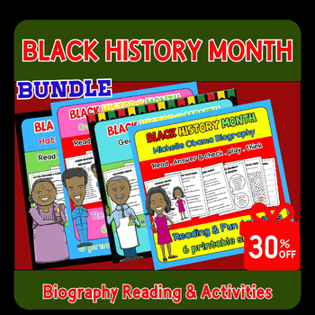 Preview of Black History Month Activities Reading Comprehension Passages & Questions Bundle