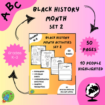 Preview of Black History Month Activities-Set 2- Bio/Questions/Coloring Pages
