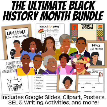 Preview of Black History Month Activities | Slides, SEL, Writing Worksheets, and More!