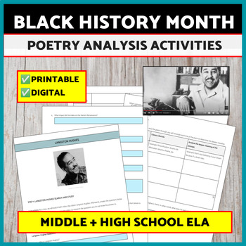 Preview of Black History Month Activities for middle school and high school English Poetry