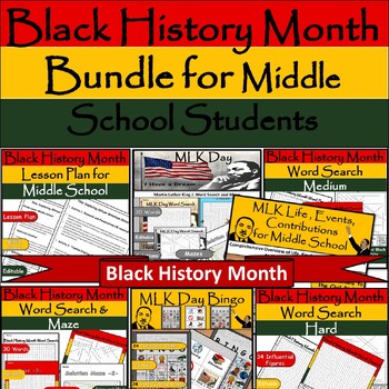 Preview of Black History Month Activity Bundle-MLK Jr.,Civil Rights,BHM Figure,Bingo,Puzzle