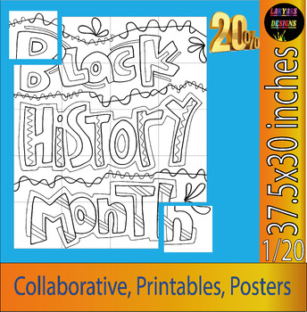 Black History Month Activity | Collaborative coloring page Poster 2024