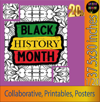 Preview of Black History Month Activity | Collaborative coloring page Poster 2024