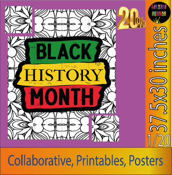 Black History Month Activity | Collaborative coloring page Poster 2024