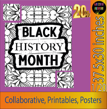 Black History Month Activity | Collaborative coloring page Poster 2024