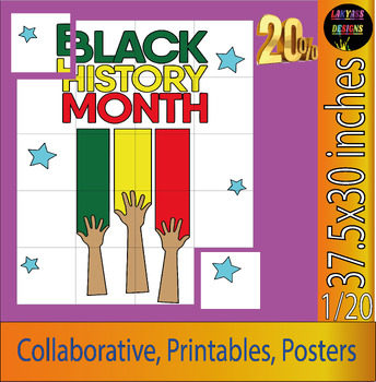 Preview of Black History Month Activity | Collaborative coloring page Poster 2024