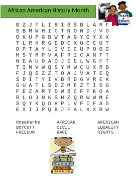 Preview of Black History Month (African American History Month) Word Search