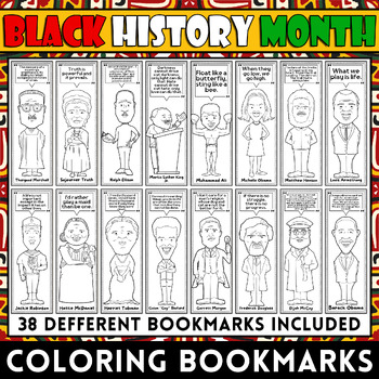 Preview of Black History Month: African American Leaders Quotes Coloring Bookmarks MLK Day