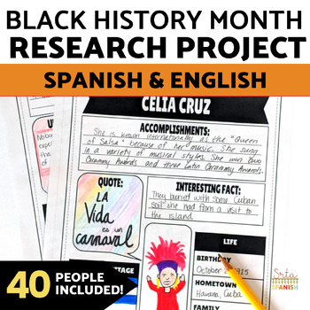 Preview of Black History Month Afro-Latinos Research Poster Project SPANISH AND ENGLISH
