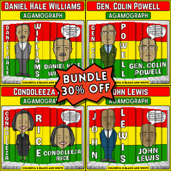Preview of Black History Month Agamograph Bundle: Daniel Hale Williams, Colin Powell, .....