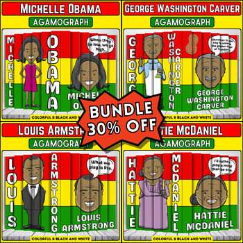 Preview of Black History Month Agamograph Bundle: Michelle Obama, Louis Armstrong, Hattie