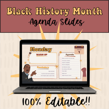 Preview of Black History Month Agenda Slides | Free & Completely Editable!!