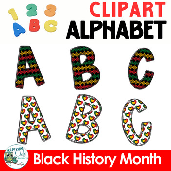 Preview of Black History Month Alphabet Letters and Numbers Clipart