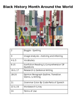 Preview of Black History Month Around the World Middle & High School No Prep ESL Sub Packet