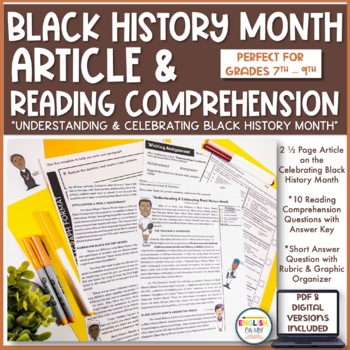 Preview of Black History Month Article & Reading Comprehension Questions