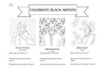 Preview of Black History Month Artist Research & Coloring Page