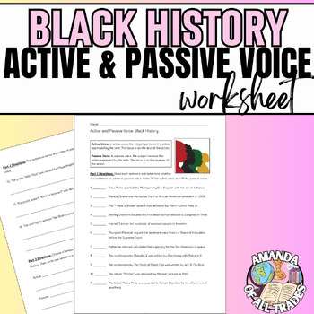Preview of Black History Month (BHM) Active and Passive Voice Worksheet w/ Answer Key