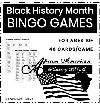 Preview of Black History Month BINGO Games 10 Games 40 Cards per Game Gr 5-8