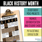 Black History Month Menu of Projects - BINGO