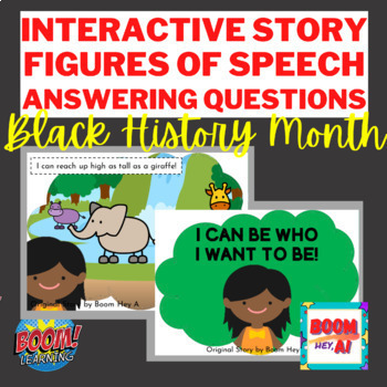 Preview of Black History BOOM CARDS therapy interactive story figure of speech NO PRINT