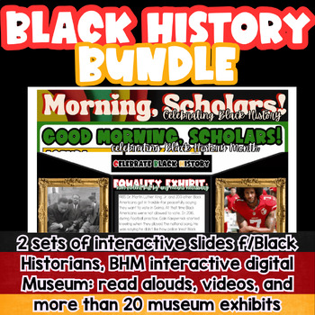 Preview of Black History Month BUNDLE w/Daily BIO Slides, Digital Field Trip Museum