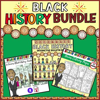Preview of Black History Month BUNDLE: Bulletin Board, Coloring Pages, Bookmarks, Banners..
