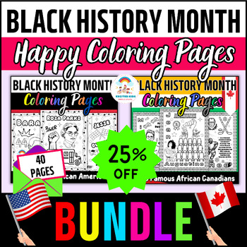 Preview of Black History Month BUNDLE - Coloring Pages PACK - Famous Americans & Canadians