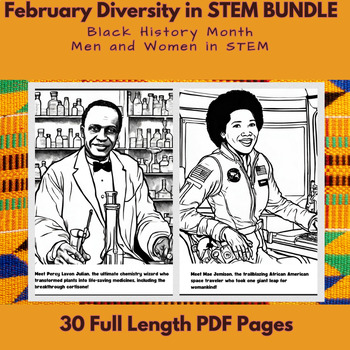 Preview of Black History Month BUNDLE Diversity in STEM : Coloring Poster & Bulletin Boards