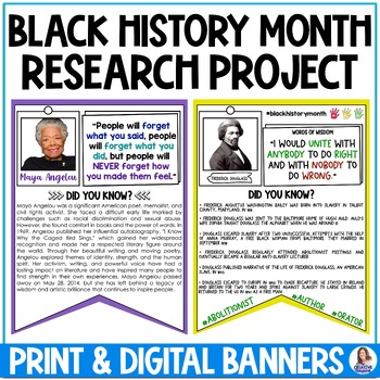Preview of Black History Month Activity - Research Project - Biography Banners - Posters