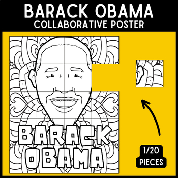 Preview of Black History Month Barack Obama Collaborative Coloring Poster Bulletin Board