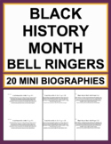 Black History Month Mini Biography Passages | ELA or HISTO