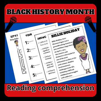 Preview of Black History Month Billie Holiday Reading Comprehension