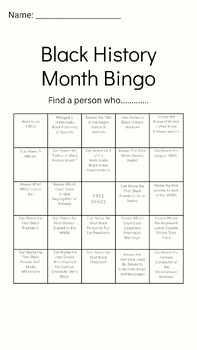 Preview of Black History Month Bingo